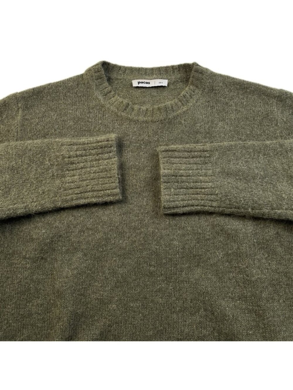 Pacas Men's Crewneck Knit Sweater With Alpaca Wool Small Green